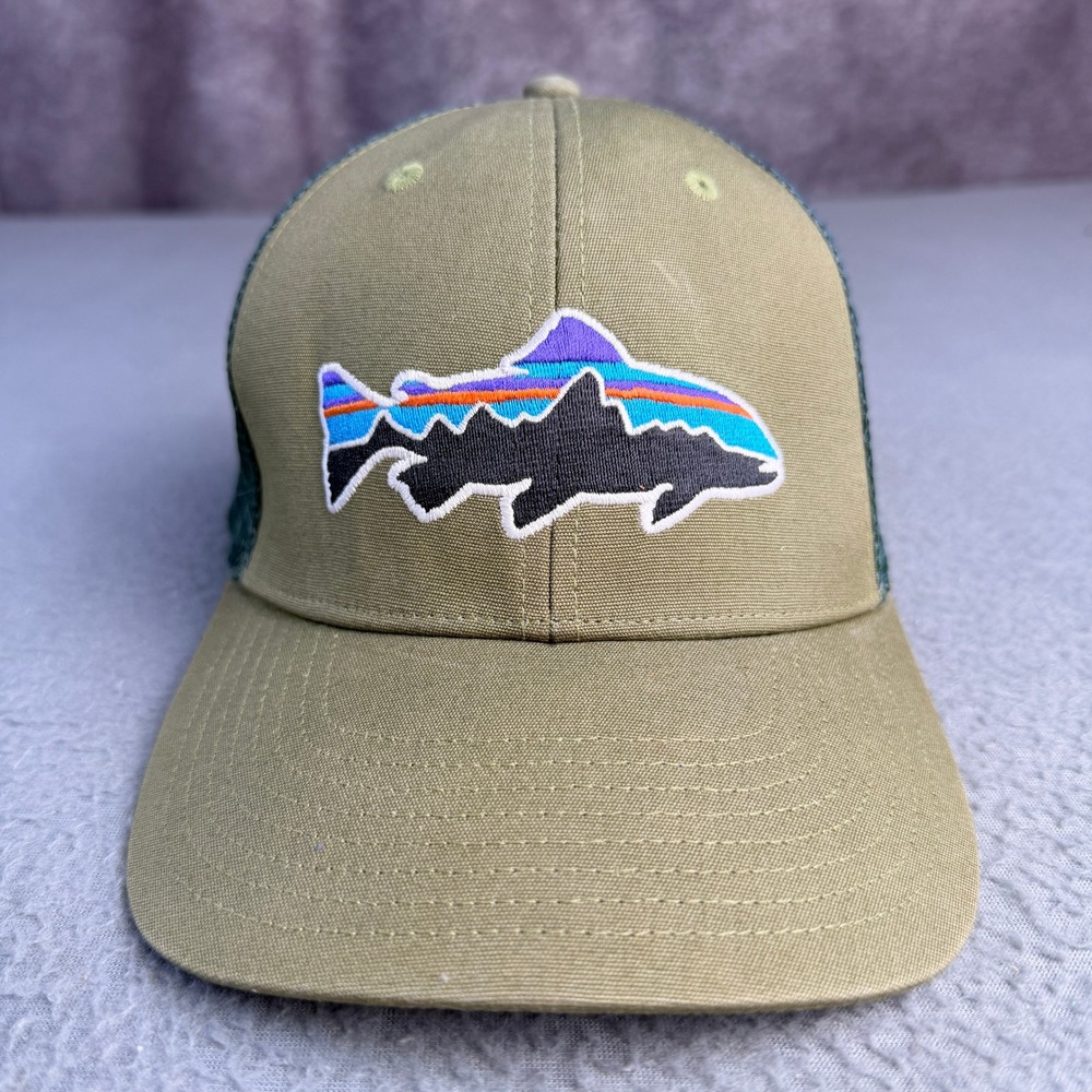 Patagonia Fitz Roy Trout Trucker Hat Green Snapback Mesh Cap NetPlus
